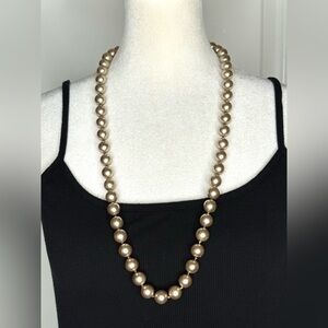 Vintage Marvella Champagne Faux Pearl Necklace – Graduated Beads 24”